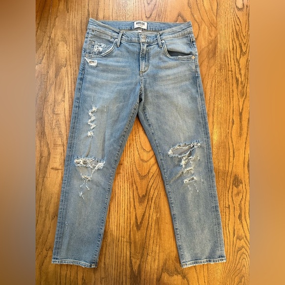 AGOLDE Isabel Slim Fit Boyfriend Dreamer Jeans Distressed Denim Size 25 - Picture 1 of 14